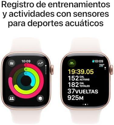         Apple Watch Series 10 GPS • Caixa ouro rosa de alumínio – 42 mm • Pulseira esportiva blush-clara – P/M       