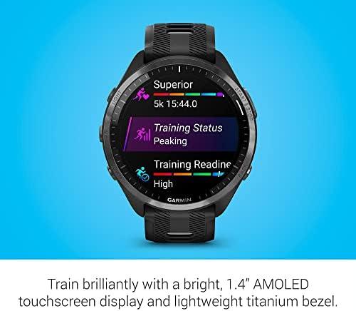         Garmin Smartwatch de corrida Forerunner® 965, visor AMOLED colorido, métricas de treinamento e informações de recuperação, preto e cinza pó, 010-02809-00       