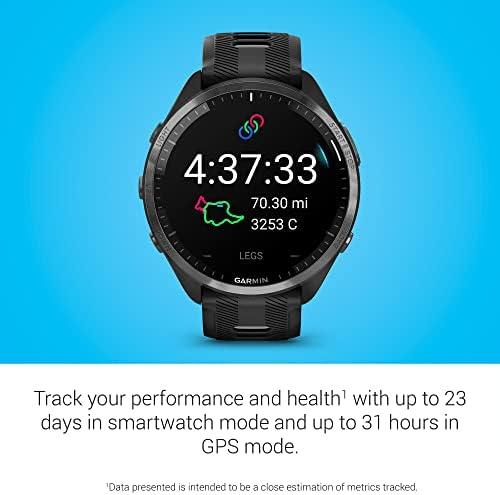         Garmin Smartwatch de corrida Forerunner® 965, visor AMOLED colorido, métricas de treinamento e informações de recuperação, preto e cinza pó, 010-02809-00       