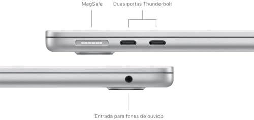         Apple 2024 MacBook Air (de 13 polegadas, Chip M3 da Apple com CPU de oito núcleos e GPU de oito núcleos, 8GB Memória unificada, de 256 GB) - Prateado       